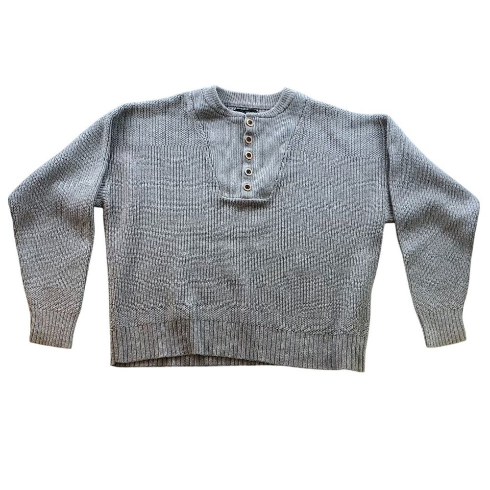 RedHead Men Sweater Size XL Ribbed Knit Henley Pullover Cozy Gray Classic Casual